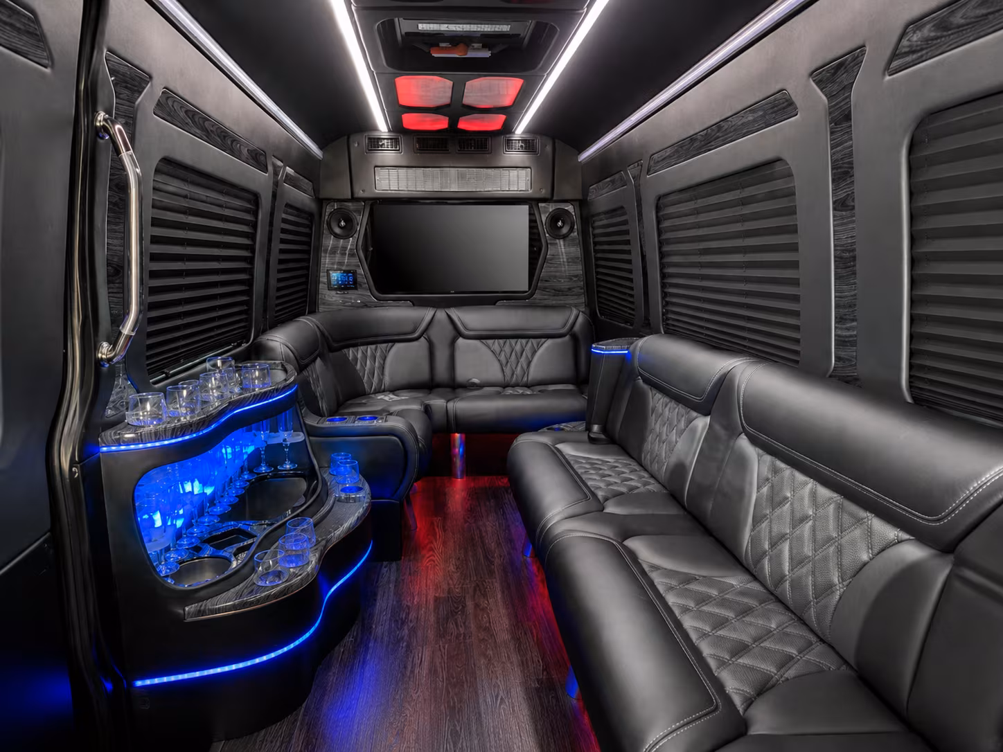 bloomfield 30 passenger party bus inside