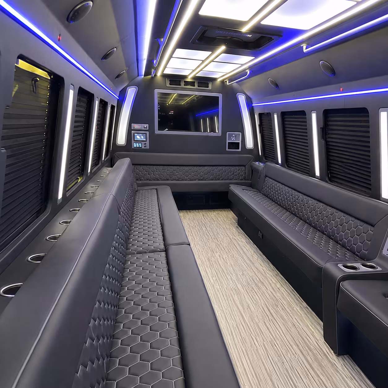bloomfield 40 passenger party bus inside