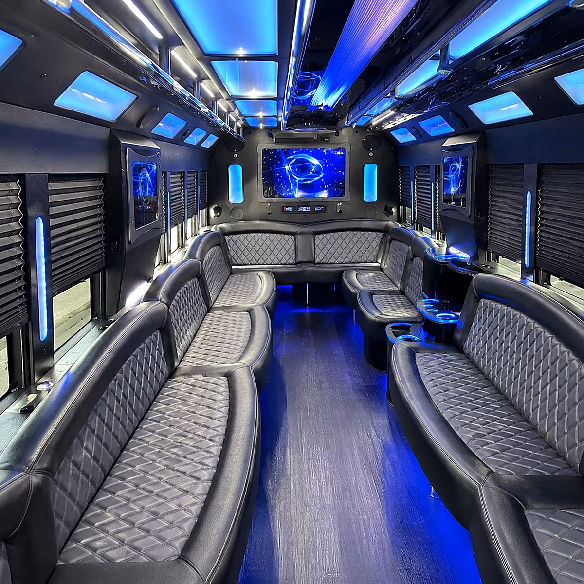 bloomfield 50 passenger party bus interior