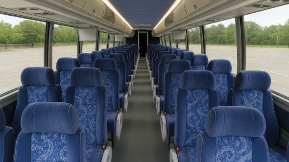 Interior of Charter Bus Company Newark's 54 Passenger Charter Bus in Newark