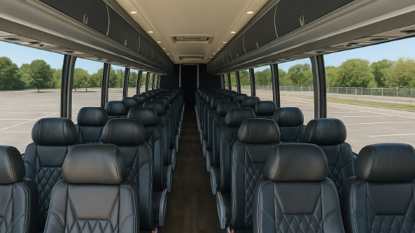 Interior of Charter Bus Company Newark's 55 Passenger Charter Bus in Newark