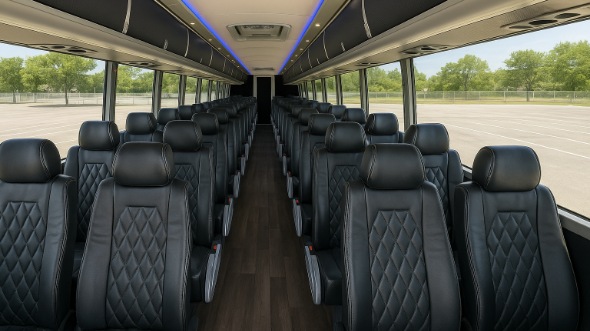bloomfield 50 passenger charter bus inside