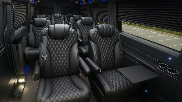 Interior of Charter Bus Company Newark's Sprinter Van Rental With Driver in Newark